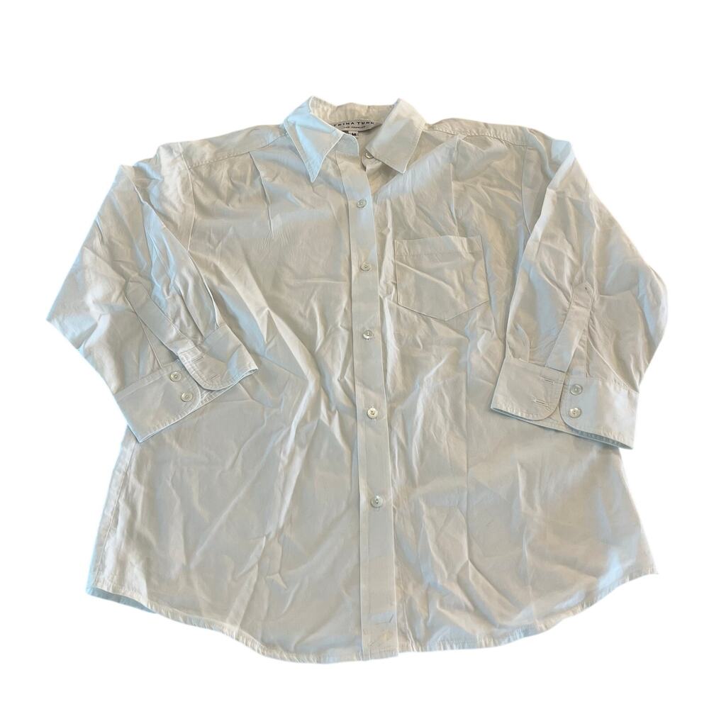 Trina Turk White Button Down Long Sleeve Blouse size‎ Medium
